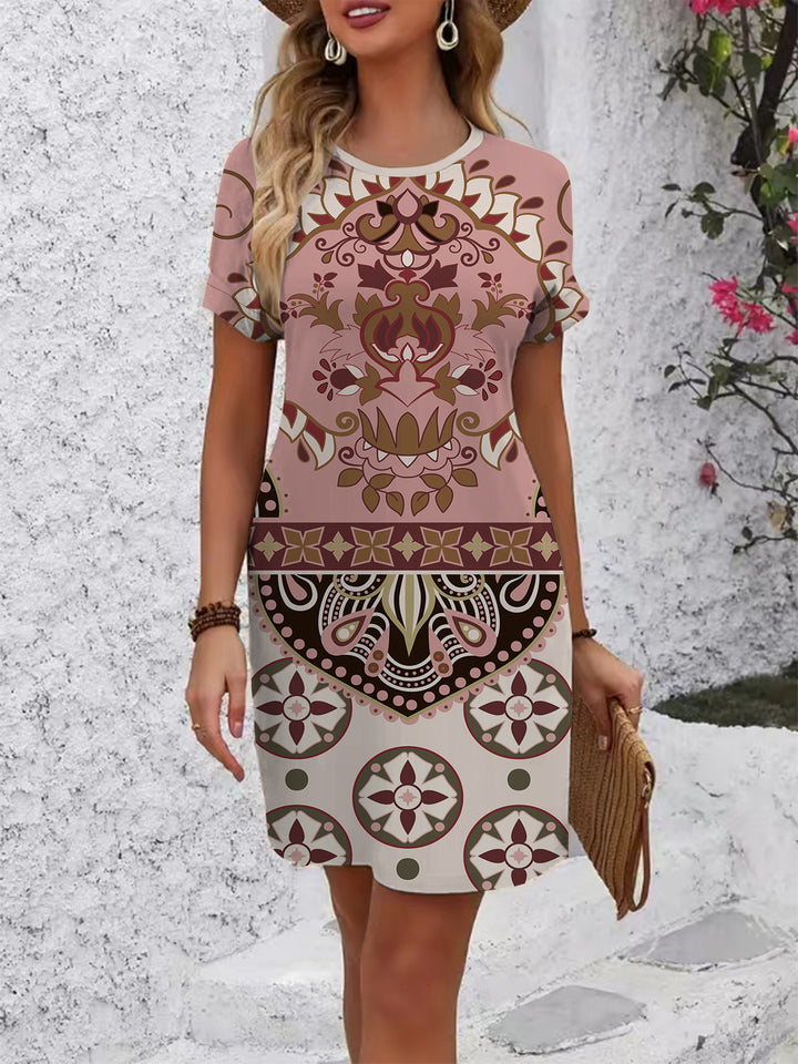 Damen T-Shirt Kleid mit kreativem Druckdesign Echo Archiv