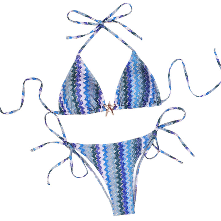 Damen Triangel-Bikini mit funkelndem Zickzackmuster Echo Archiv