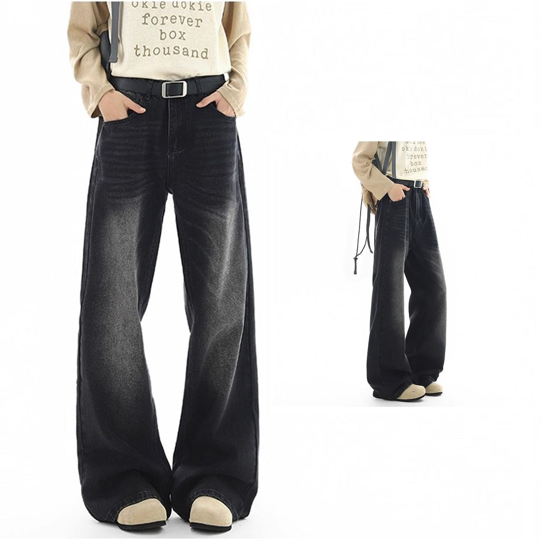 Damen Hochtaillierte Weite Jeans Echoarchiv