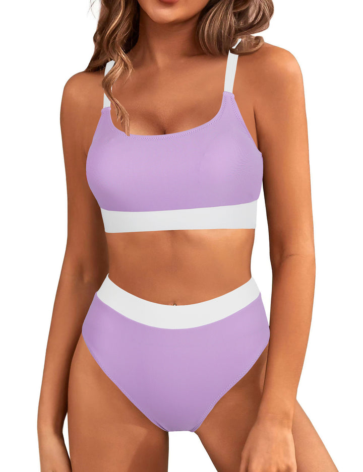 Damen Bikini-Set mit farbblockierendem Design und hohem Bund Echo Archiv