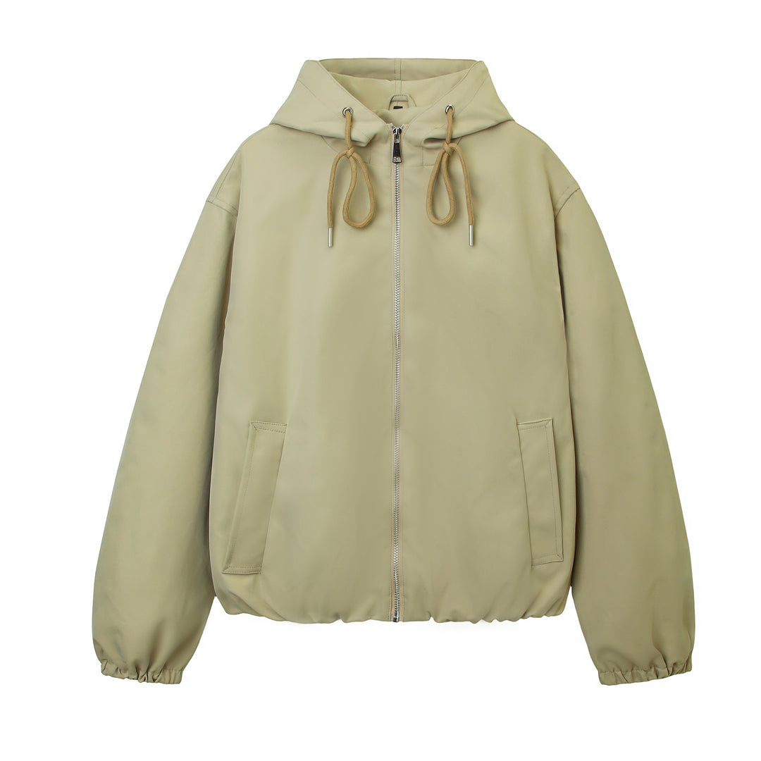 Damen Kapuzen-Bomberjacke mit gerafftem Saum und Eingrifftaschen Echoarchiv