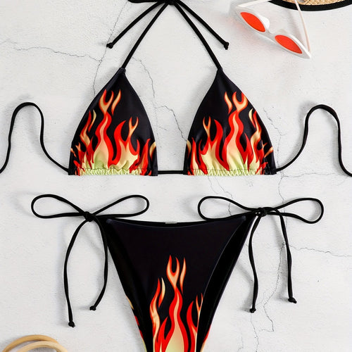 Damen Triangel-Bikini mit feurigem Motiv Echo Archiv