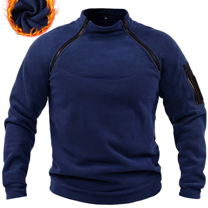 Herren Thermischer Fleece‑Halbzippullover mit Utility‑Ärmeltasche & Schulterreißverschlüssen Echo Archiv