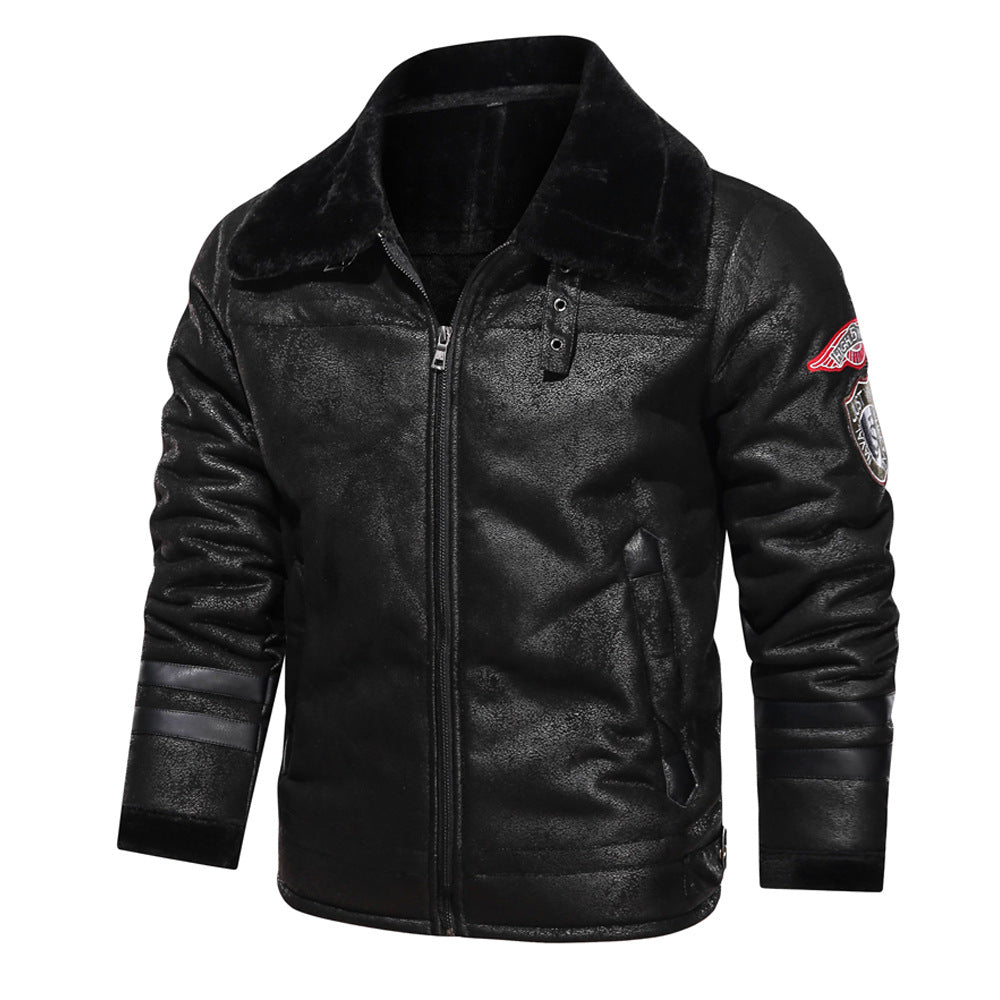 Herren Pilotenjacke aus Kunstleder mit warmem Futter Echoarchiv