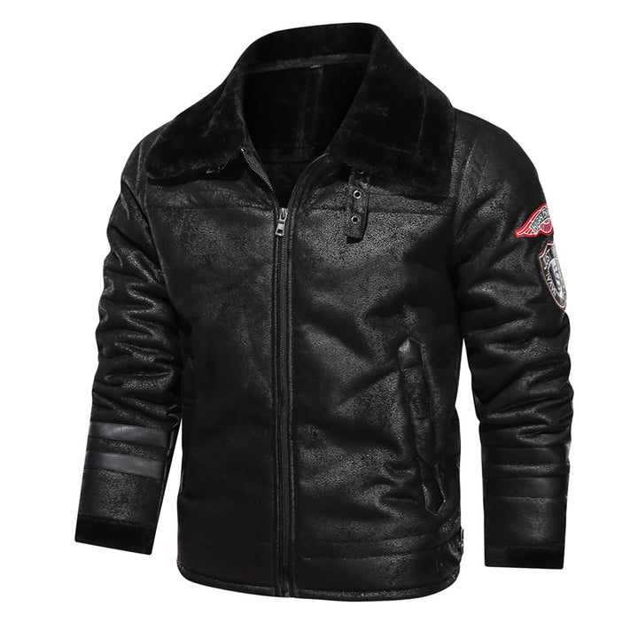 Herren Pilotenjacke aus Kunstleder mit warmem Futter Echoarchiv