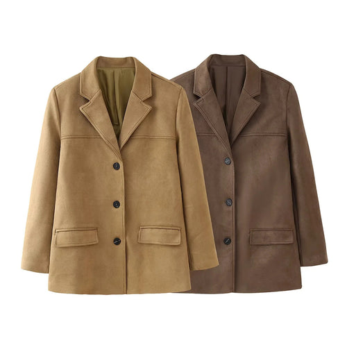 Damen nan kastiger Veloursblazer mit Reverskragen und aufgesetzten Pattentaschen Echo Archiv