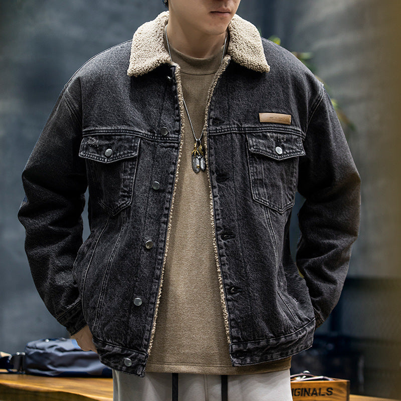 Herren Lässige Jeansjacke mit Teddyfutter Echoarchiv