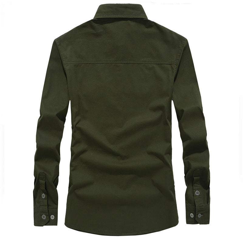 Herren nan militärisches Langarmhemd mit Schulterklappen, aufgesetzten Brusttaschen und Stick-Details Echo Archiv