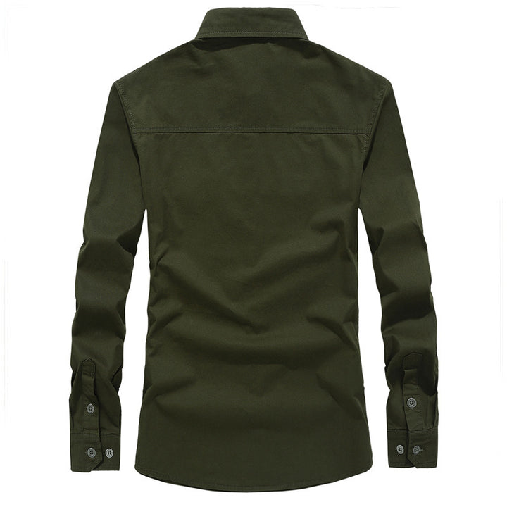 Herren nan militärisches Langarmhemd mit Schulterklappen, aufgesetzten Brusttaschen und Stick-Details Echo Archiv