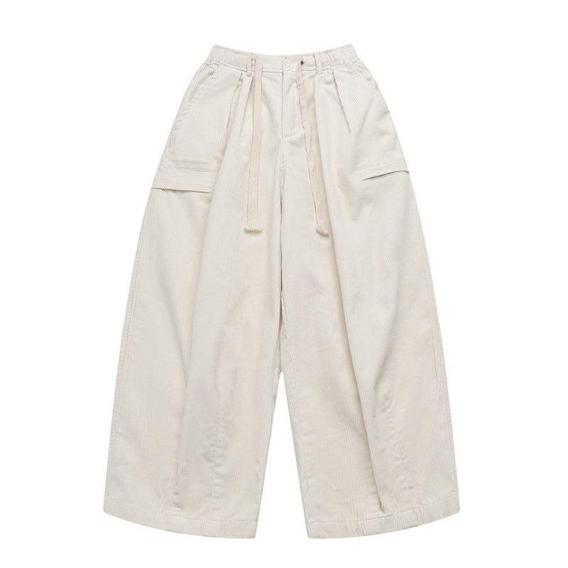 Damen Weite hochtaillierte Cordhose im Culotte‑Schnitt mit Tunnelzug und aufgesetzten Taschen Echo Archiv
