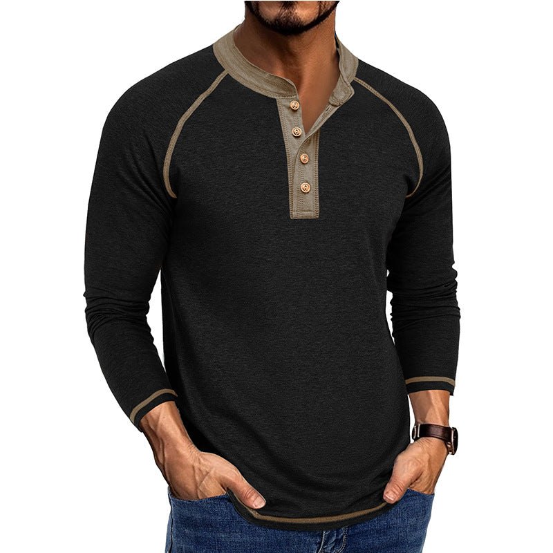 Herren Langarm-Henley-Shirt mit stilvollen Knopfdetails und atmungsaktivem Material Echoarchiv