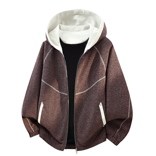 Damen Oversize-Struktur-Kapuzenjacke mit Kontrastfutter, durchgehendem Reißverschluss & Eingrifftaschen Echoarchiv