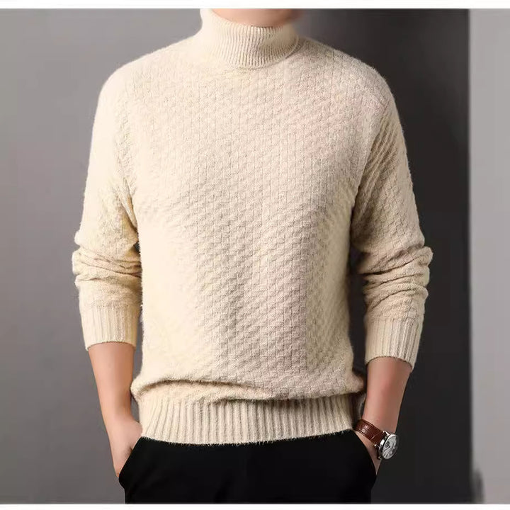Herren Strickpullover mit hohem Kragen und strukturiertem Design Echoarchiv