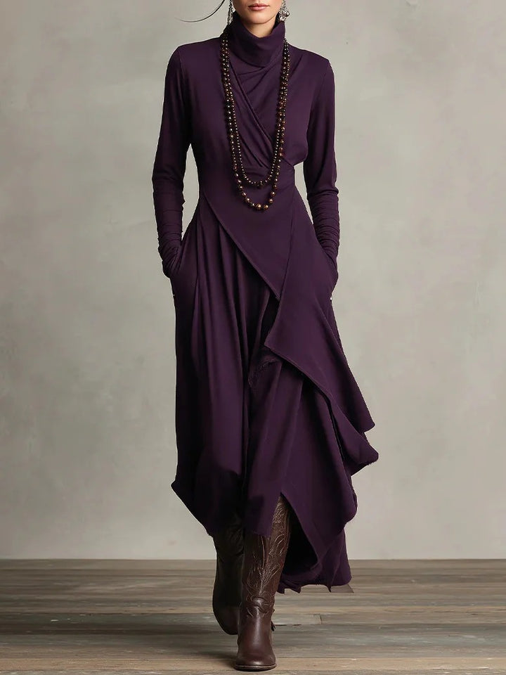 Damen Elegantes Maxikleid mit drapiertem Oberteil und asymmetrischem Schnitt Echo Archiv