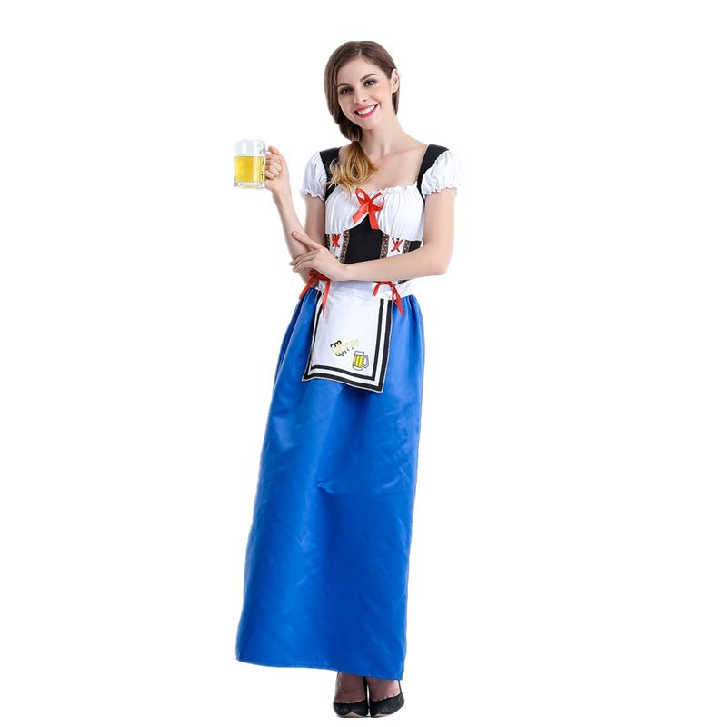 Damen nan traditionelles Dirndlkleid mit geschnürtem Mieder und langer Trachtenschürze Echo Archiv