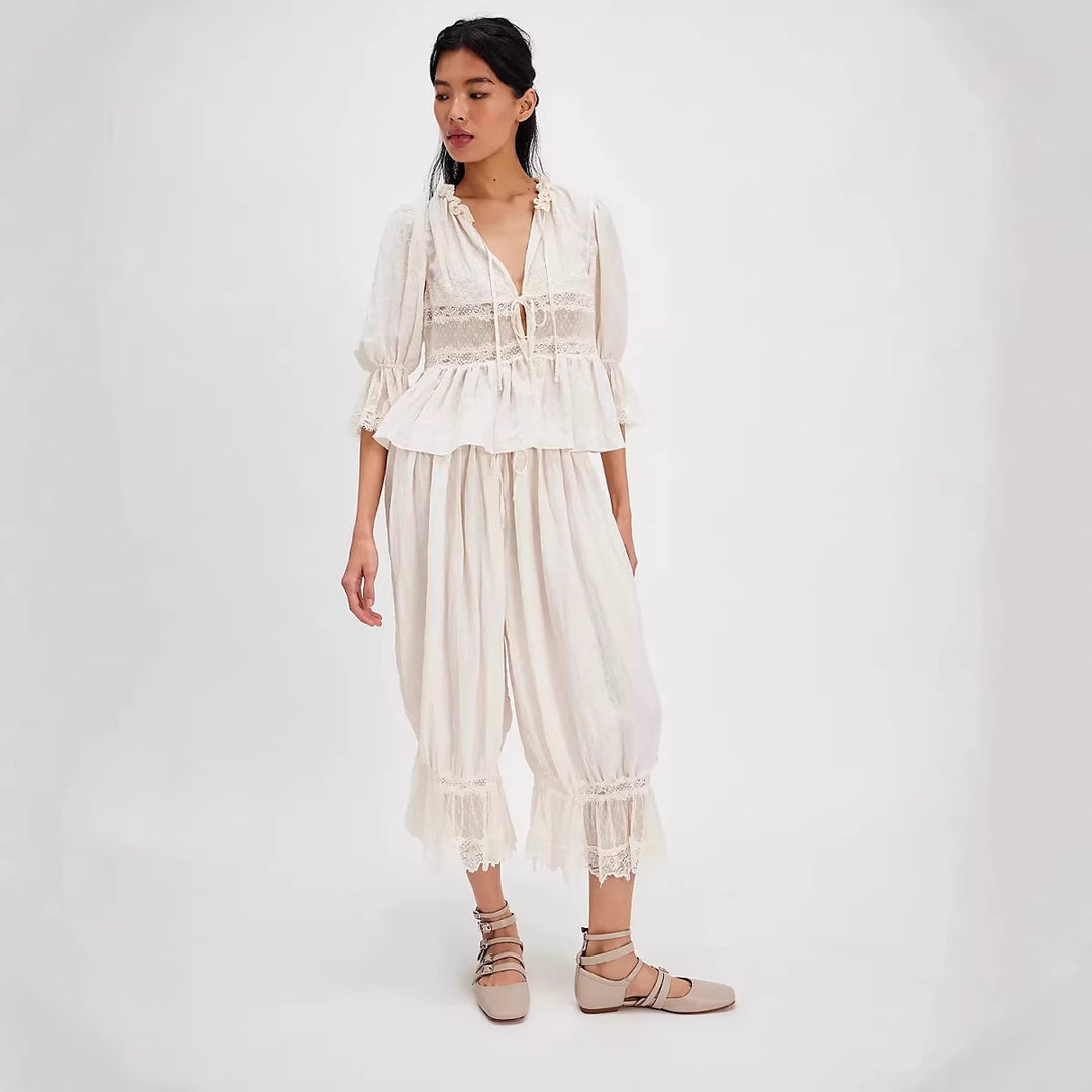 Damen Luftige und elegante Culotte mit Spitzenverzierung Echo Archiv