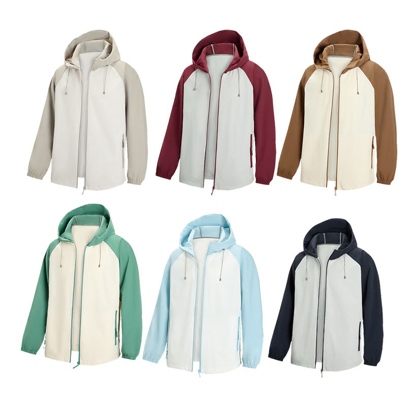 Herren Leichte Kapuzen‑Windbreaker‑Jacke mit Raglanärmeln, Zwei-Wege‑Reißverschluss und verdeckten Reißverschlusstaschen Echo Archiv