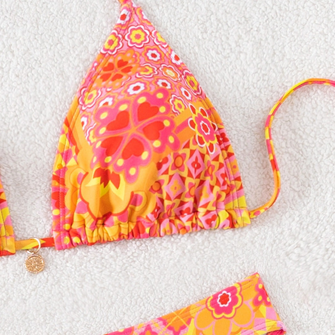 Damen Triangel-Bikini mit einzigartigem Mosaik-Muster und verstellbaren Bindebändern Echo Archiv