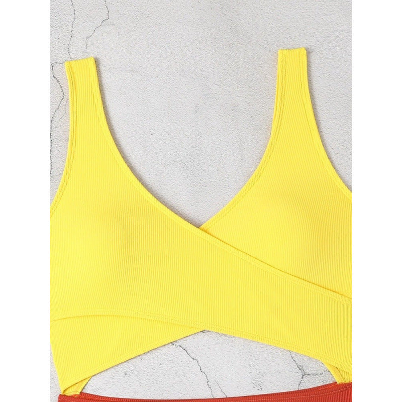 Damen Cut-Out Badeanzug mit hohem Bund und Wickeldesign Echo Archiv