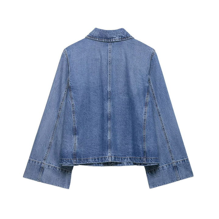 Damen Oversize-Denimjacke im Boxy-Schnitt mit kurzer Silhouette und aufgesetzten Taschen Echo Archiv