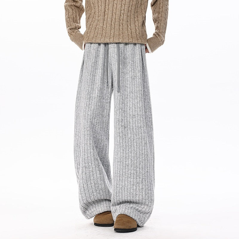 Damen Weit geschnittene gerippte Strickhose mit Tunnelzugbund und extra weitem Bein Echo Archiv