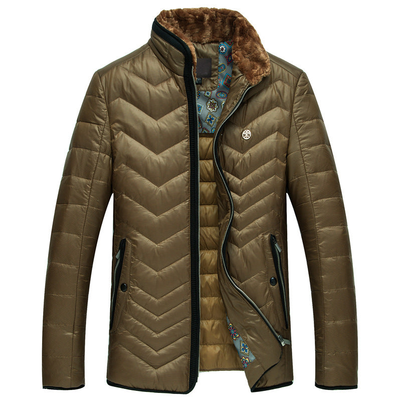 Herren Wattierte Kurzjacke mit Teddykragen und Wappenapplikation – Taviero
