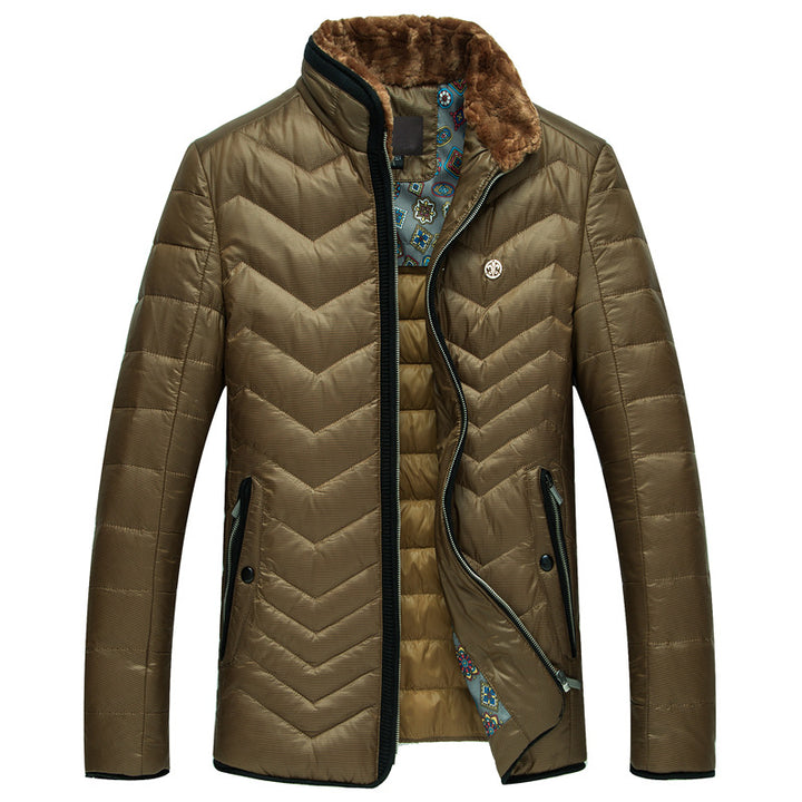 Herren Wattierte Kurzjacke mit Teddykragen und Wappenapplikation – Taviero