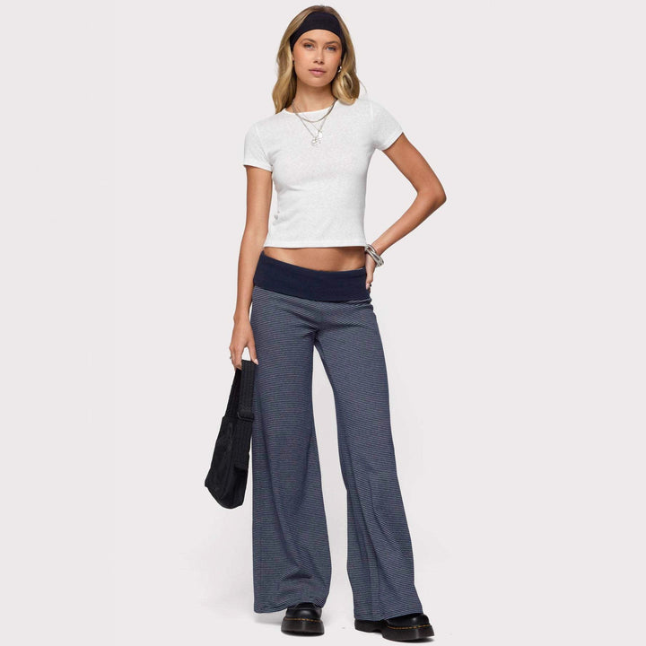 Damen weite Lounge-Hose mit elastischem Bund und maritimem Streifenmuster Echo Archiv