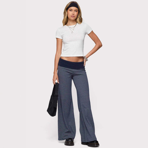 Damen weite Lounge-Hose mit elastischem Bund und maritimem Streifenmuster Echo Archiv