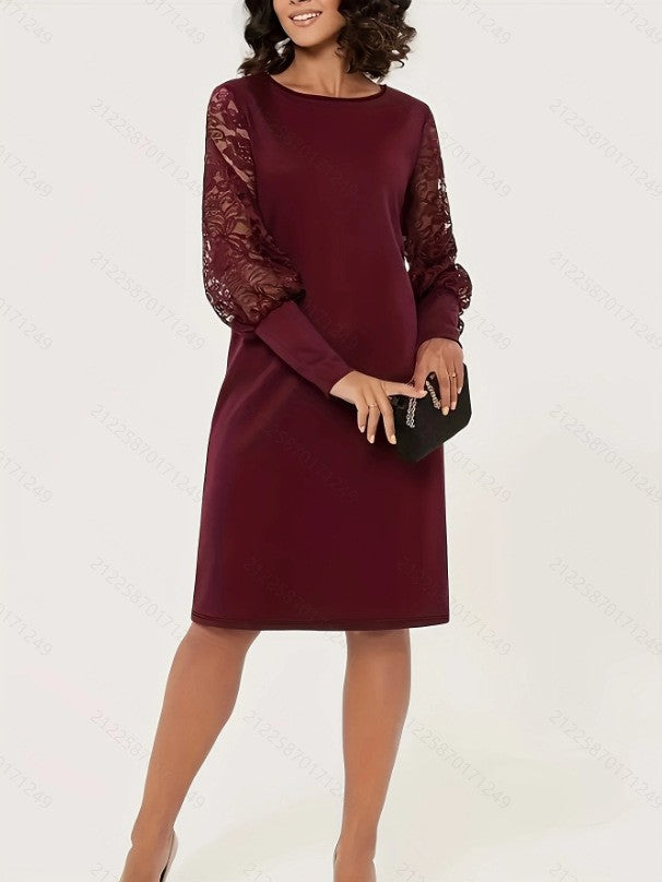 Damen elegantes Kleid mit Spitzenärmeln und tailliertem Schnitt Echo Archiv