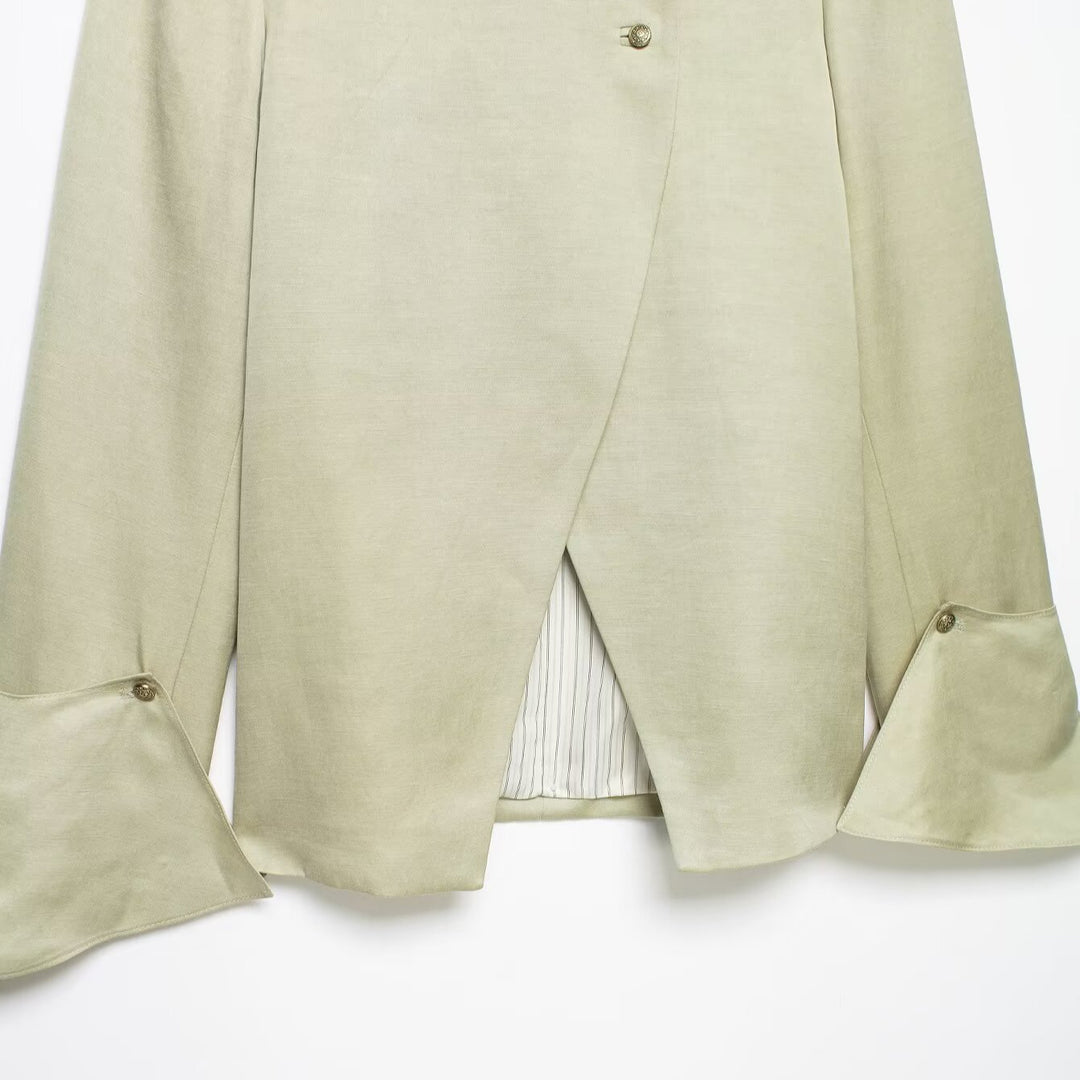 Damen Asymmetrische Jacke mit Stehkragen und Glockenärmeln Echo Archiv