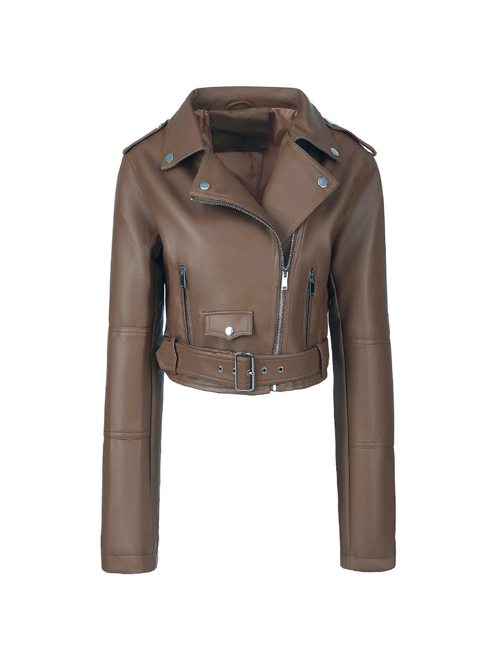 Damen Modische Bikerjacke mit Gürtel Echo Archiv