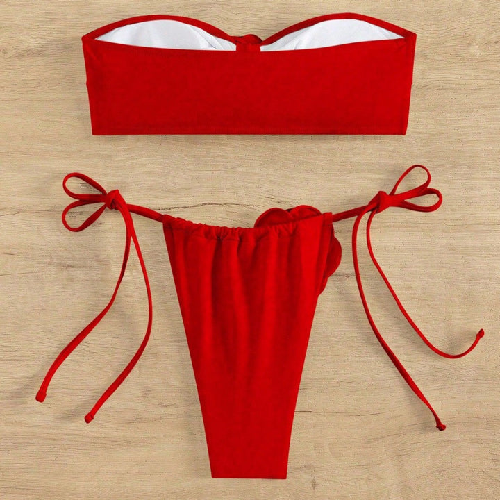 Damen Bandeau-Bikini mit dekorativen Blumenapplikationen Echo Archiv