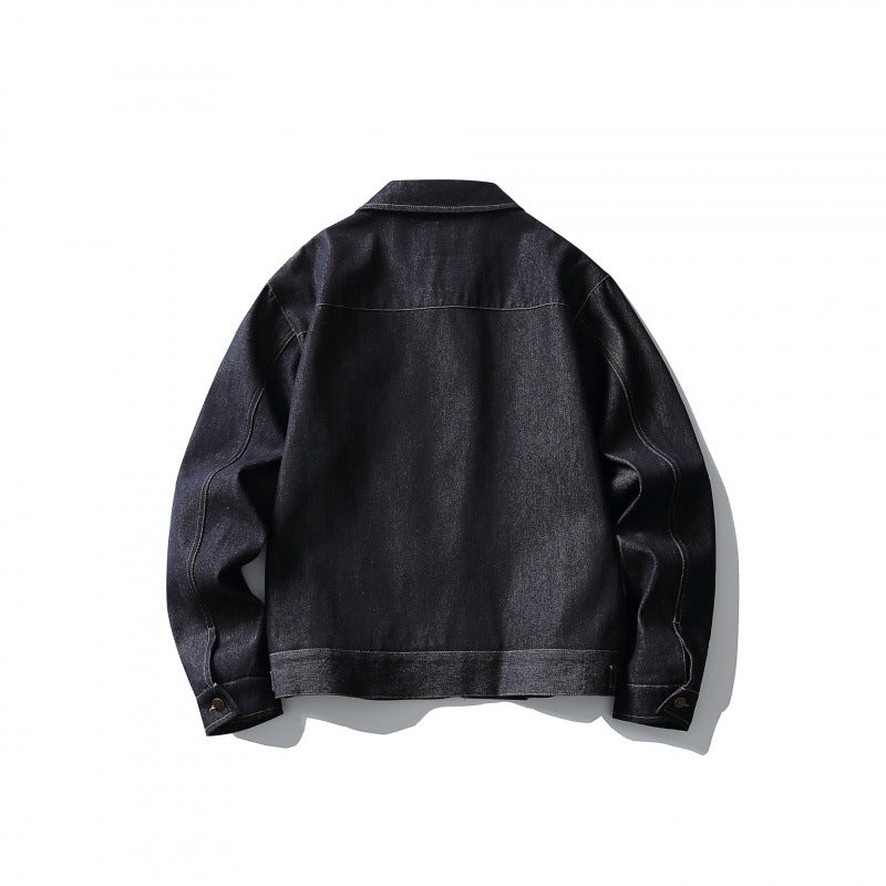 Herren Boxy-Denimjacke im Worker-Stil mit durchgehendem Reißverschluss und Brusttasche Echo Archiv