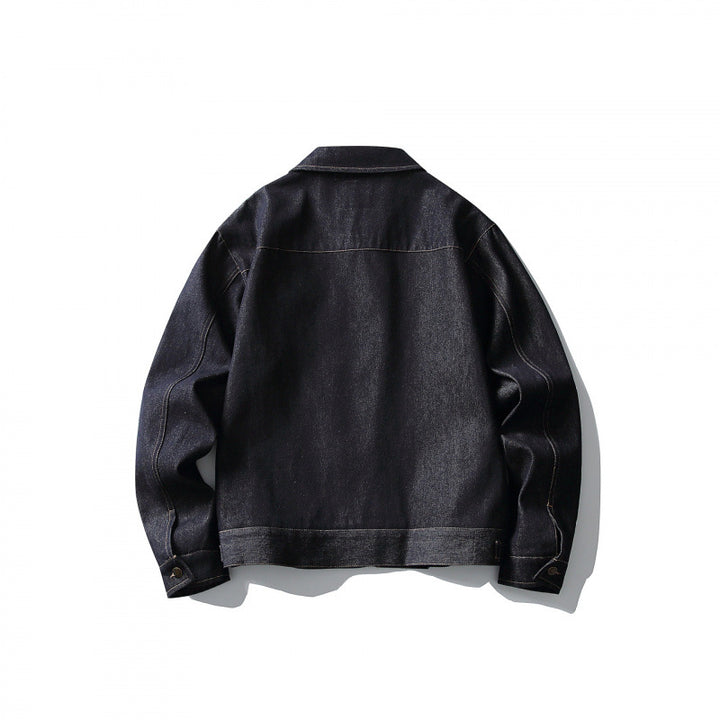 Herren Boxy-Denimjacke im Worker-Stil mit durchgehendem Reißverschluss und Brusttasche Echo Archiv