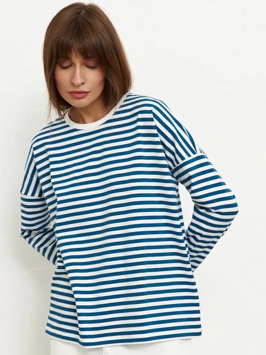 Damen Lässiges gestreiftes Langarmshirt Echo Archiv