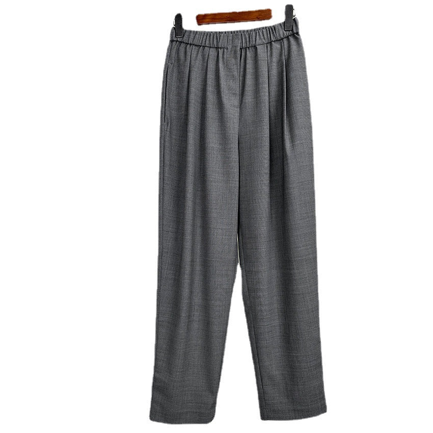 Damen Weite High-Waist Stoffhose mit Gummibund und geradem Bein Echoarchiv
