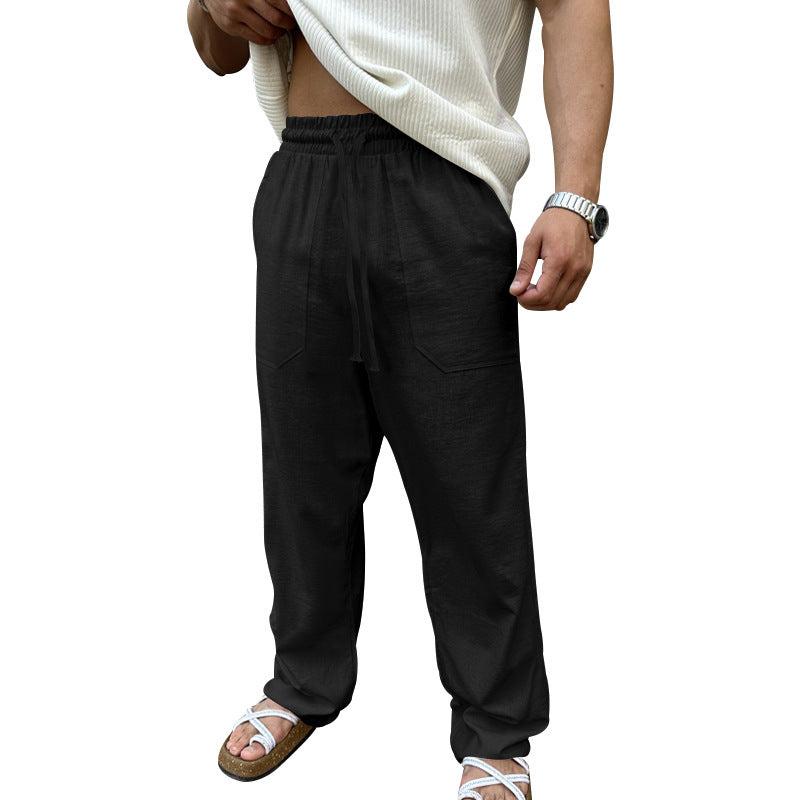 Herren Bequeme Leinenfreizeithose mit elastischem Bund und praktischen Seitentaschen Echoarchiv