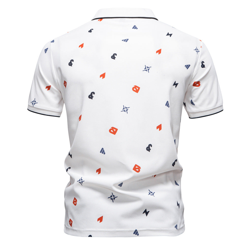 Herren Kurzarm Poloshirt mit hochwertigem Allover-Muster Echoarchiv