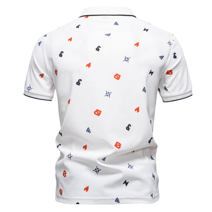 Herren Kurzarm Poloshirt mit hochwertigem Allover-Muster Echoarchiv