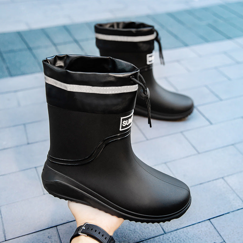 Damen Kurzschaftige Regenstiefeletten mit verstellbarem Zugband und reflektierendem Saum Echoarhiv – Lioré