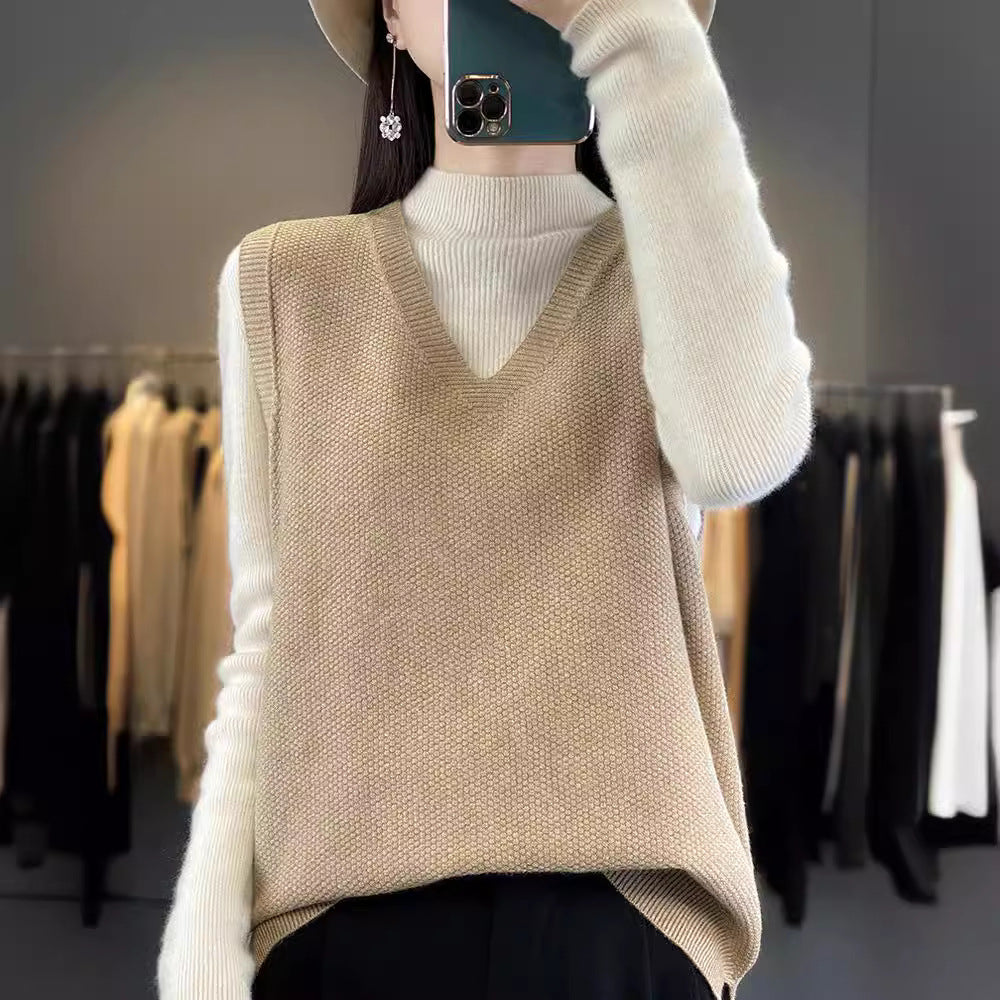 Damen Oversize Strickweste mit tiefem V‑Ausschnitt und feiner Struktur Echoarchiv
