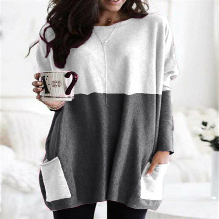 Damen nan oversized Longshirt mit Kontrastblock und aufgesetzten Taschen Echo Archiv