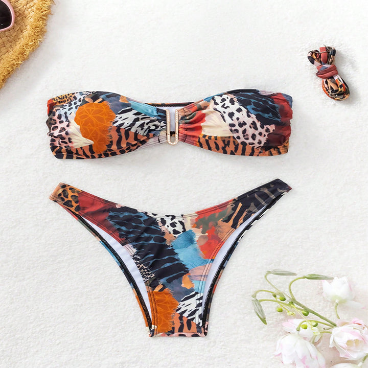 Damen Bikini-Set mit elegantem Bustier und modischem Animal-Print Echo Archiv
