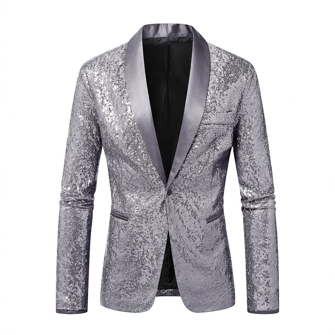 Herren Funkelnder Paillettenblazer mit modernem Schnitt Echoarchiv