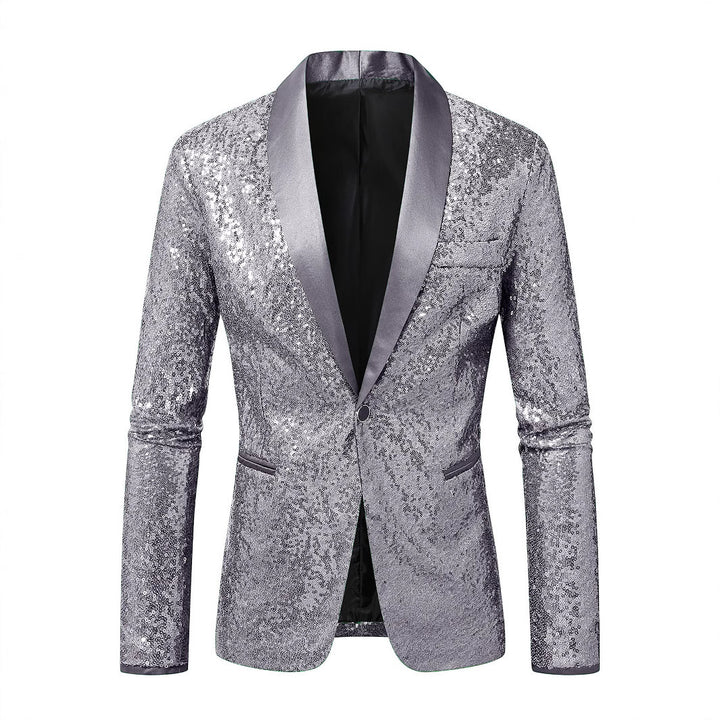 Herren Funkelnder Paillettenblazer mit modernem Schnitt Echoarchiv