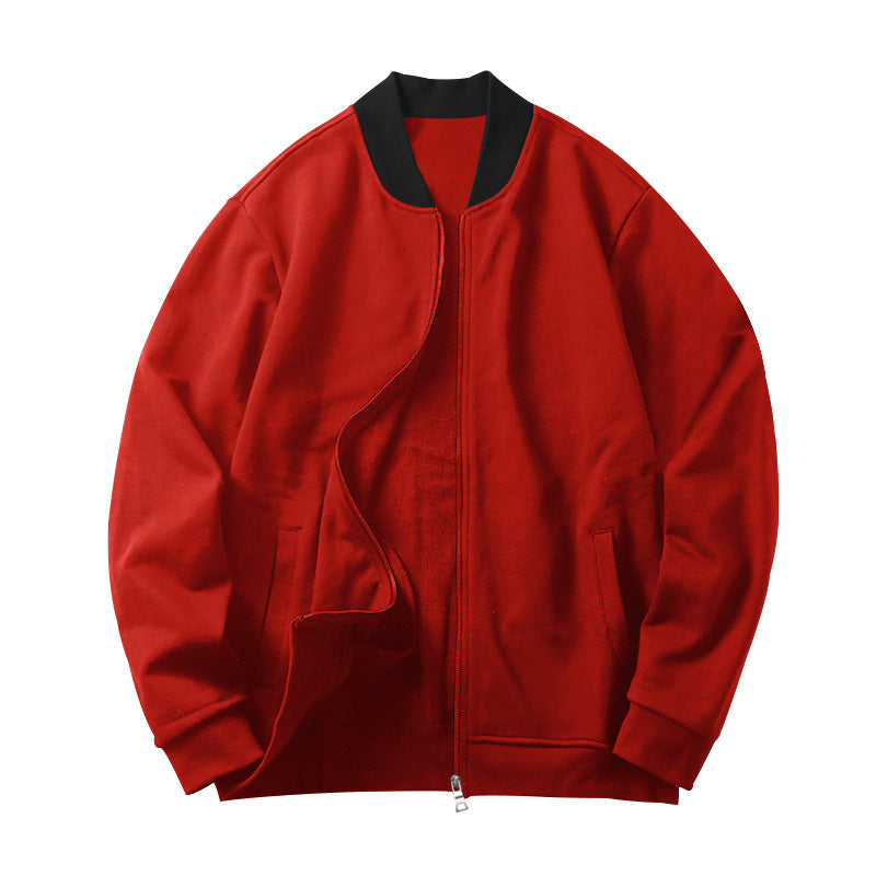 Herren Minimalistische Bomberjacke mit durchgehendem Reißverschluss, geripptem Stehkragen & Eingrifftaschen – Brevano
