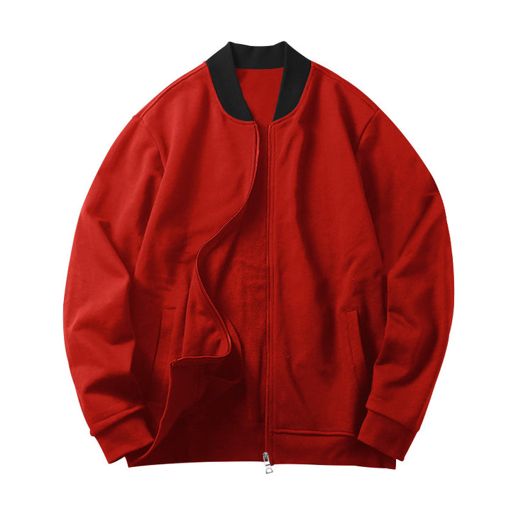 Herren Minimalistische Bomberjacke mit durchgehendem Reißverschluss, geripptem Stehkragen & Eingrifftaschen – Brevano