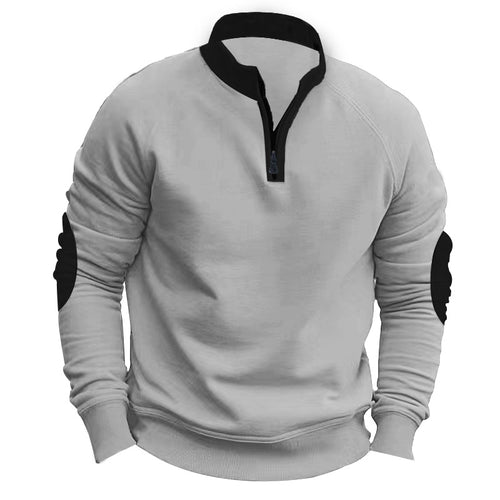 Herren Fleece-Pullover mit Reißverschluss und kontrastierenden Ärmeln Echoarchiv