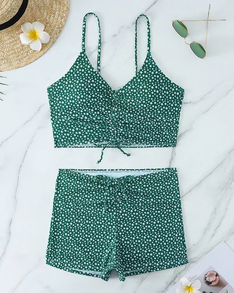 Damen Bikini mit floralem Rüschendesign und verstellbaren Trägern Echo Archiv